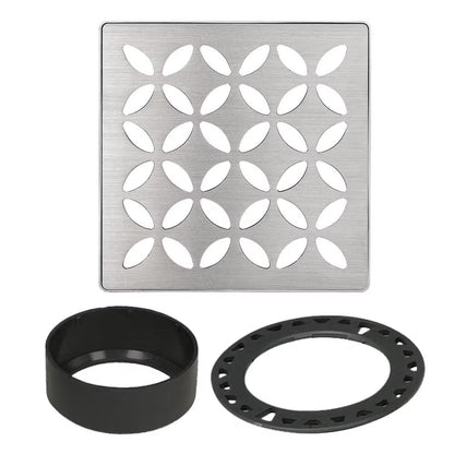 Schluter - KERDI-DRAIN Square Grate Kit Floral - Brushed Stainless Steel (V2) 4"